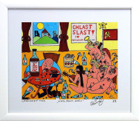 František R. Čech - Víno, ženy, zpěv - signovaný umělecký tisk v rámu